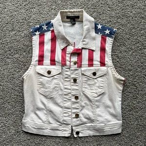 Americans white denim flag vest